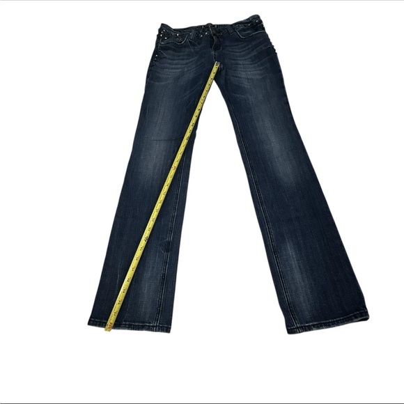 ReRock For Express Dark Wash Embellished Stretch Straight Leg Jeans Womens Sz  8 - Picture 7 of 14